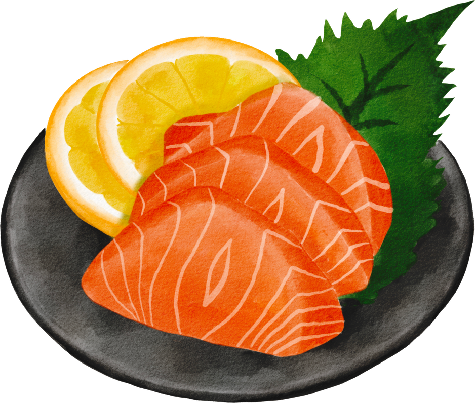 salmon sashimi  watercolor